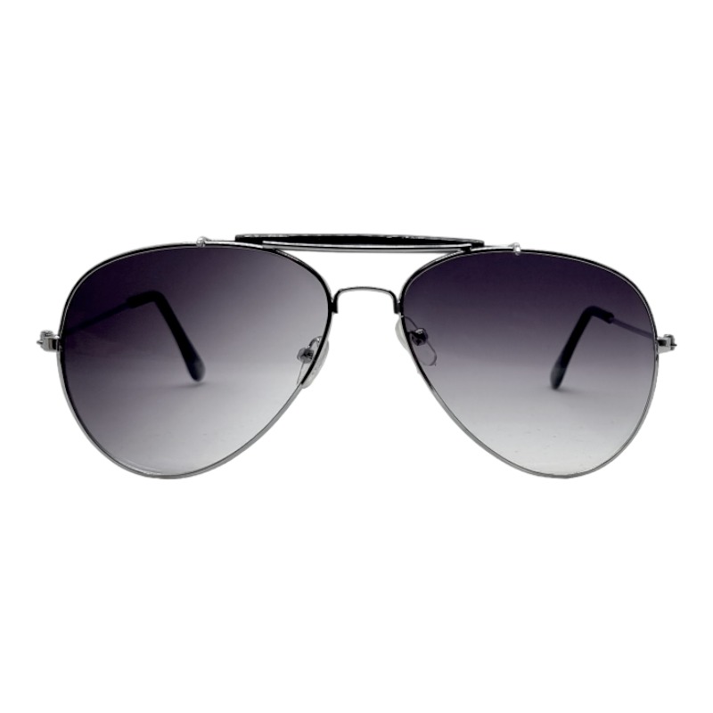 Sølv Aviator solbriller | Vintage style - Lyse grå-lilla fade glas - Billede 2