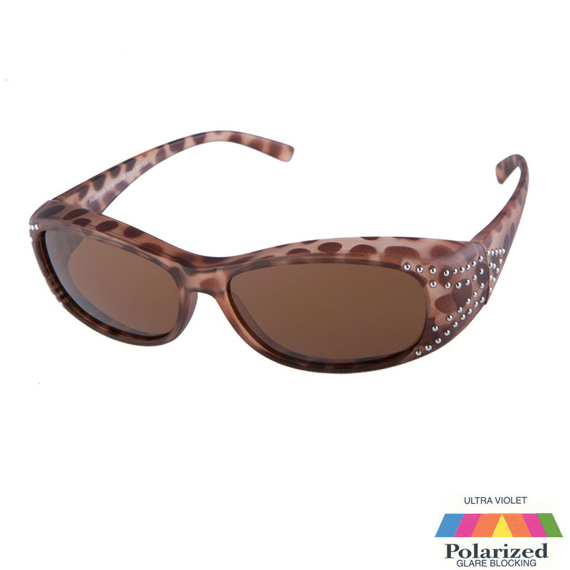 Transparent leopard Fit-Over Solbriller - Monaco | Brune glas