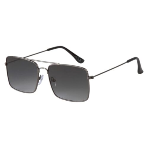 Square Aviator solglasögon - mörk metall | Grått fade glas
