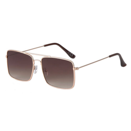 Square Aviator Solglasögon - Guld Metall | Bruna fade glasögon