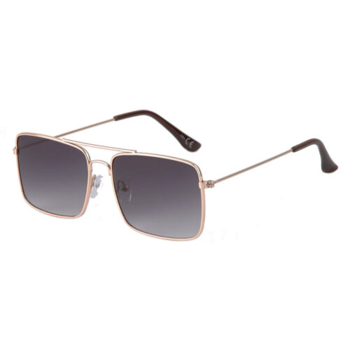 Square Aviator Solglasögon - Guld Metall | Grått fade glas