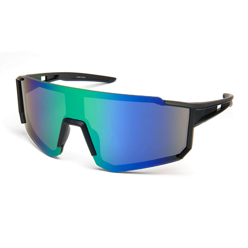 Sorte sportssolbriller / Hurtigbriller med blågrønt spejlglas | Alicante
