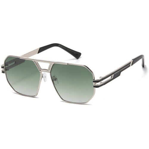 Sølv Manhattan Millionaire Solbriller - Archie  | Grønne fade glas